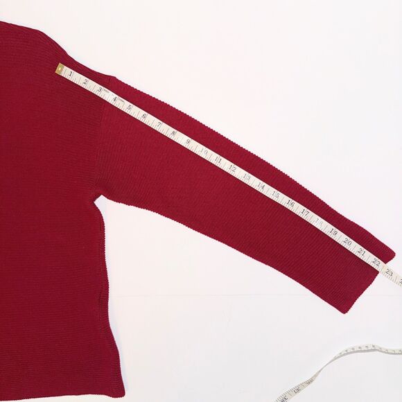 Eileen Fisher Organic Linen & Cotton Lightweight Woven Sweater Top Holiday Red M - Picture 8 of 11